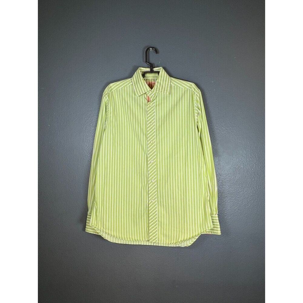 ROBERT GRAHAM size M men's green Shirt white stripes